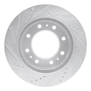 Cadillac DTS Brake Rotor (1) - Front Right - R1 Concepts - Drilled & Slotted - Silver - `06-`11